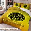 Juego de Ropa de Cama Estampada del Borussia Dortmund Nombre de Texto Personalizado 1 Funda Nórdica 2 Fundas de Almohada Para Dormitorio