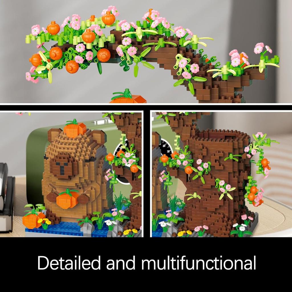 Capybara Building Block Pen Holder Multi-Function Desk Organizer for Office Supplies Cosmetics Birthday Gift Desktop Decoration