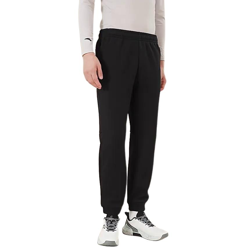 Anta Training Series Fleece Lined Thick Cuffed Warm Solid Color Knitted Sports Pants Men Bottoms Deep-Night-Blue 152347303-2