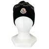 Ausgezeichnete MONCLER Strickmütze BERRETTO Logo-Patch schwarze Baumwolle Damen Gebraucht