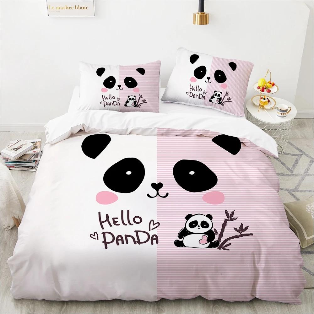 Cartoon Lovely China Panda Bedding Set White Bed Linen 3D Print Gift for Kids Girls Twin Single Queen King Size Duvet Cover Set
