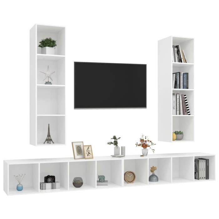 VidaXL Wall-mounted TV Cabinets 4 Pcs White Chipboard