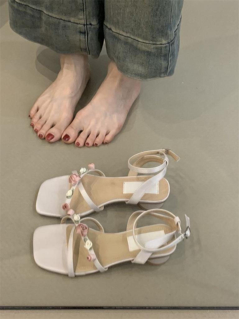 Gentle fairy sandals female rose with skirt open-toed strappy sandals