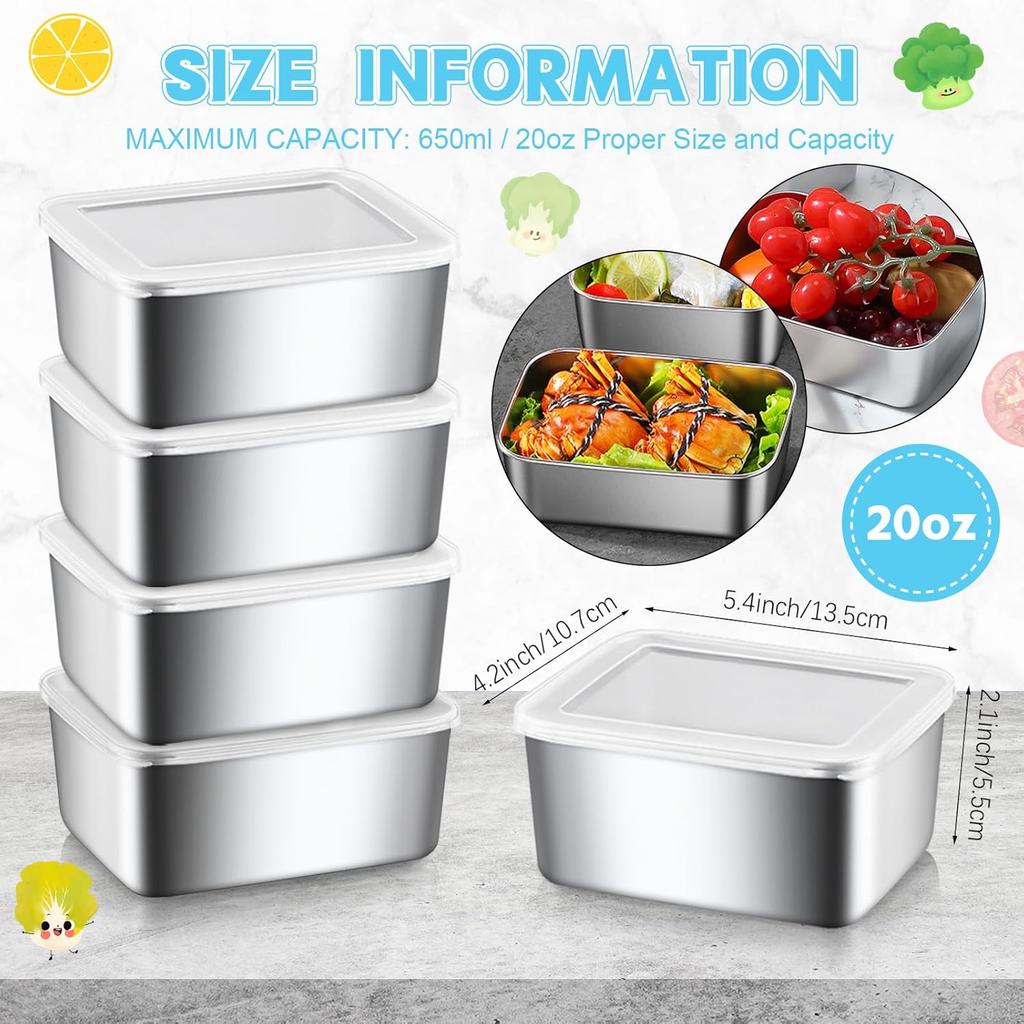 Stainless Steel fresh- keeping container with cover refrigerator container packing box garnish box outdoor picnic Food Storage