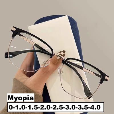 New Style Myopia Glasses Men Women Fashion Half Frame Near Sight Eyeglasses Blue Light Blocking Prescription Glasses