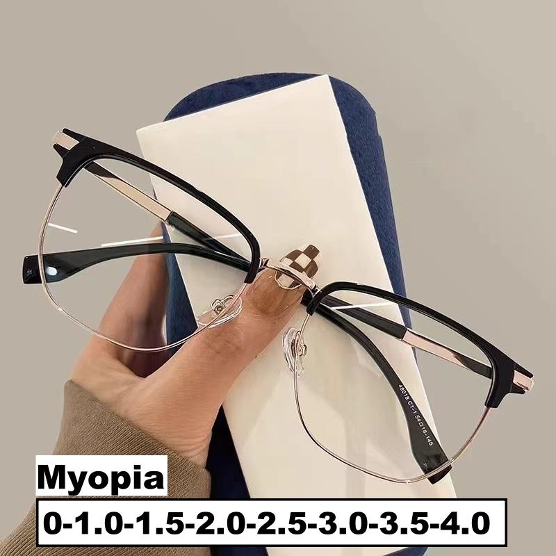 New Style Myopia Glasses Men Women Fashion Half Frame Near Sight Eyeglasses Blue Light Blocking Prescription Glasses