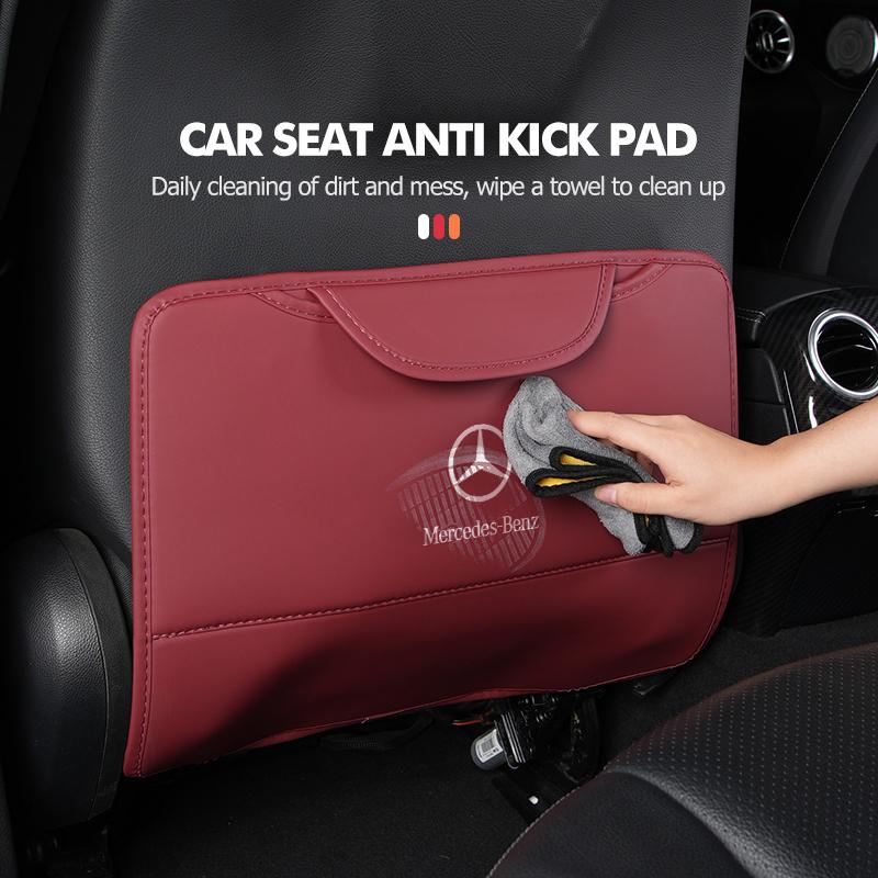FA03Car Anti-kick Pad Leather Seat Back Protector Anti Scratch Pad For Mercedes Benz W202 W212 W126 W140 W168 W177 CLS GLE GLC GLS