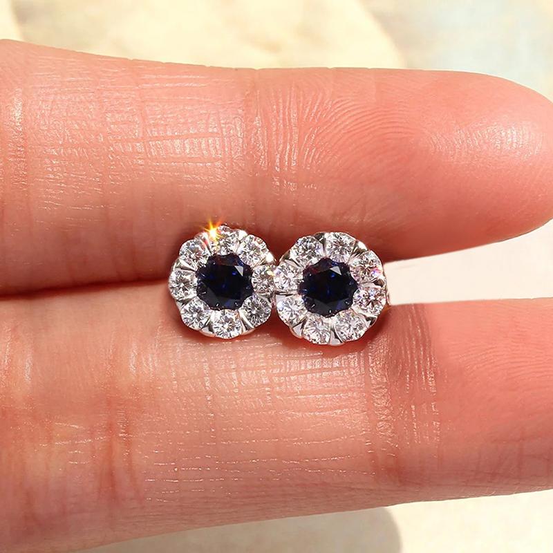 White/Blue/Red/Green Cubic Zirconia Stud Earrings for Women Dainty Ear Stud Temperament Female Accessories Trendy Jewelry