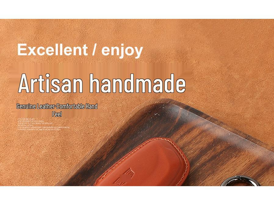 Genuine Leather Key Case for Cadillac CT5/CT4/XT6 - Premium Cowhide Key Holder