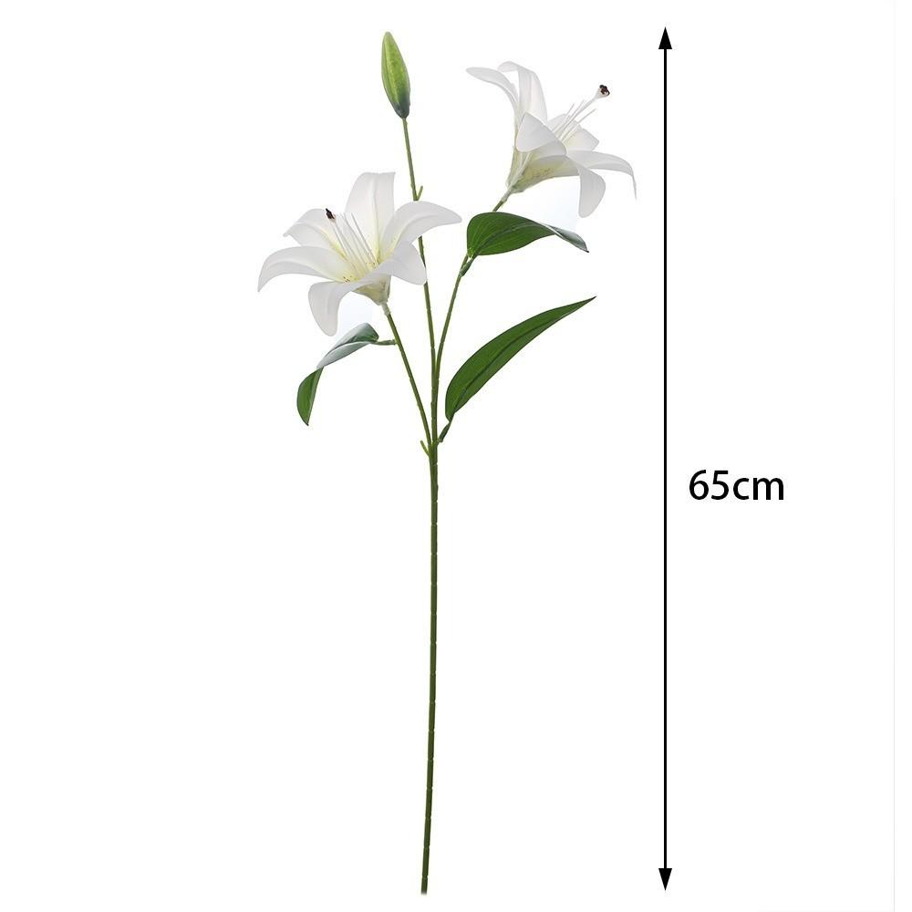 2-Kopf Künstliche Lilienblüten Weiß Real Touch Künstliche Faux-Pflanzen Mehrblütig Rosa Falsche Lilienzweige Wohnzimmer-Dekorationen