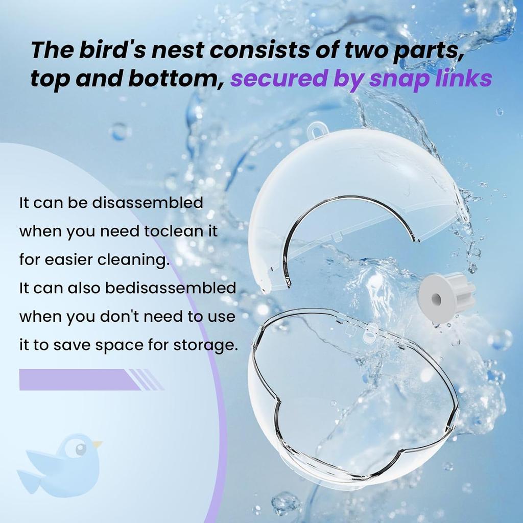 Bird Nest for Cage,Parakeet Nest,Small Bird House,Transparent Can Be Observed,Bite-Proof Can Be Hung in The Bird Cage with Cotton Pads Suitable for
