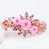 Clip de Primavera de Circonita Blanca Flor de Pedrería Brillante Clip Superior Clip Horizontal Elegante Adorno para el Cabello de Moda para Madres