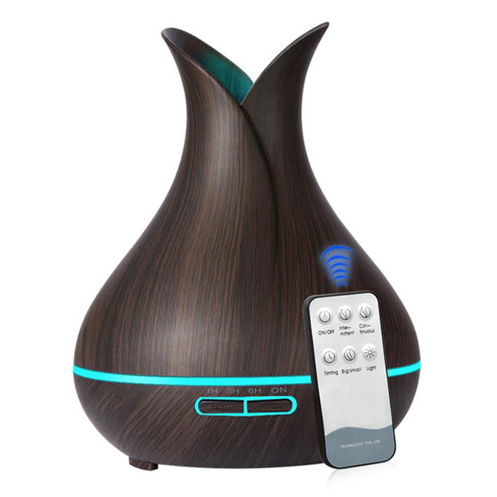 

400ML Wooden Grain Aroma Essential Oil Diffuser Mist Humidifier Aromatherapy Diffuser with Remote Control for Home Mist Maker dark wood grainJapan regulatory