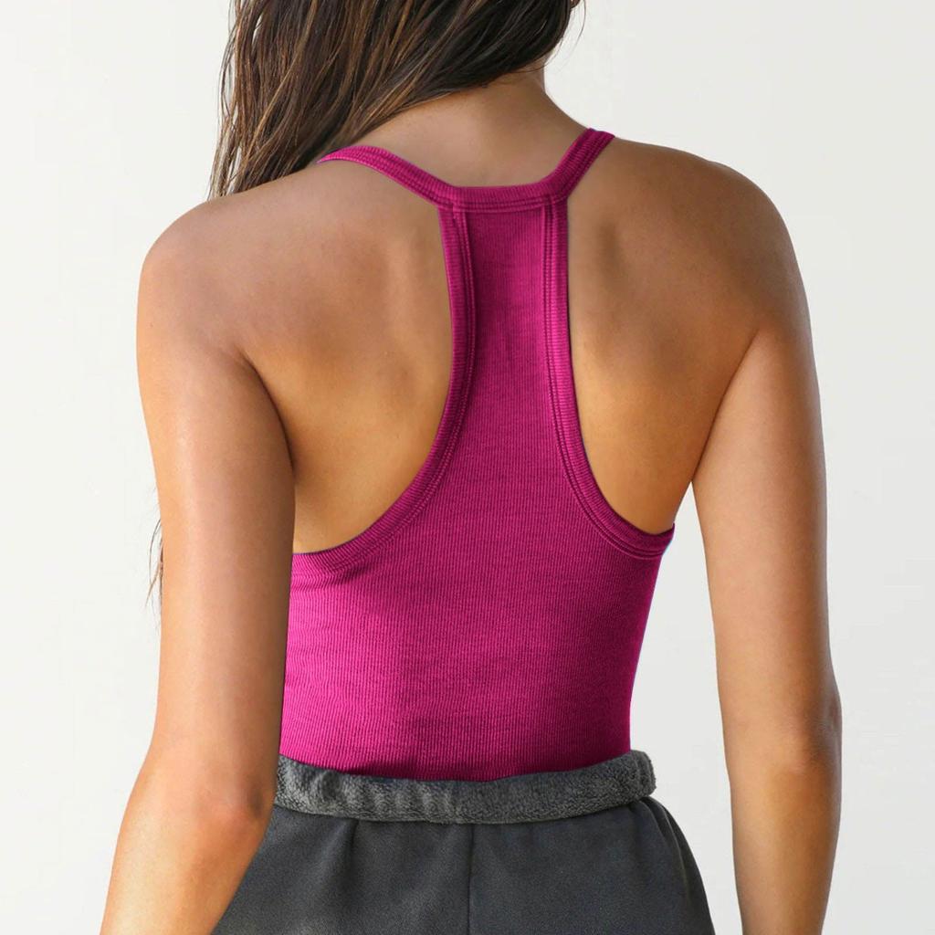 Spring Women's Super Soft Ribbed Knit Tank Top European American Sexy Slim Fitted Top Inner Layering Cami