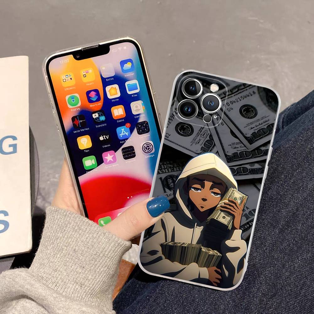 Cartoon The Boondocks Transparent TPU Phone Case For IPhone 17 11 12 13 14 15 16 Pro Max 16 Plus Cover iPhone 14pro max