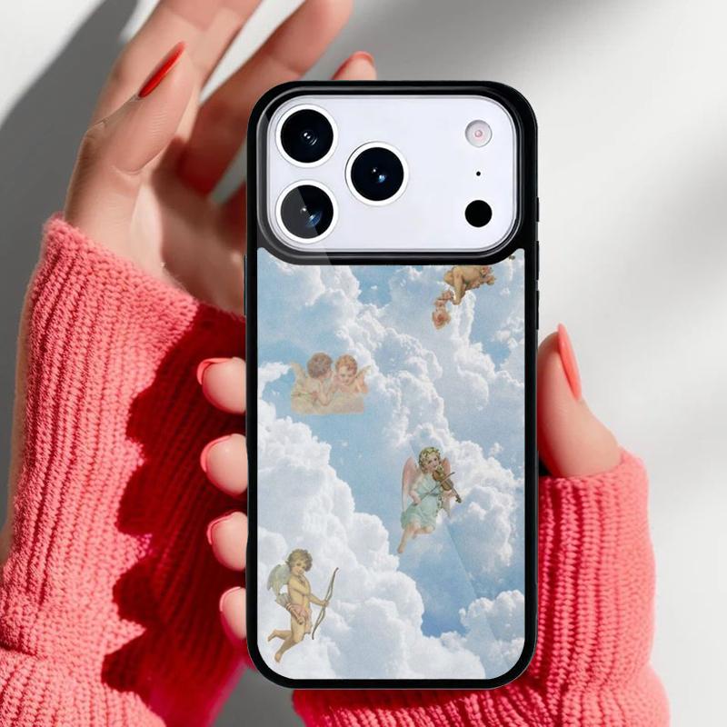 Vintage Painting Paradise Angel Phone Case for iPhone 17 Air 16e 15 14 13 Pro Max Back Cover for 12 11 Pro Coque