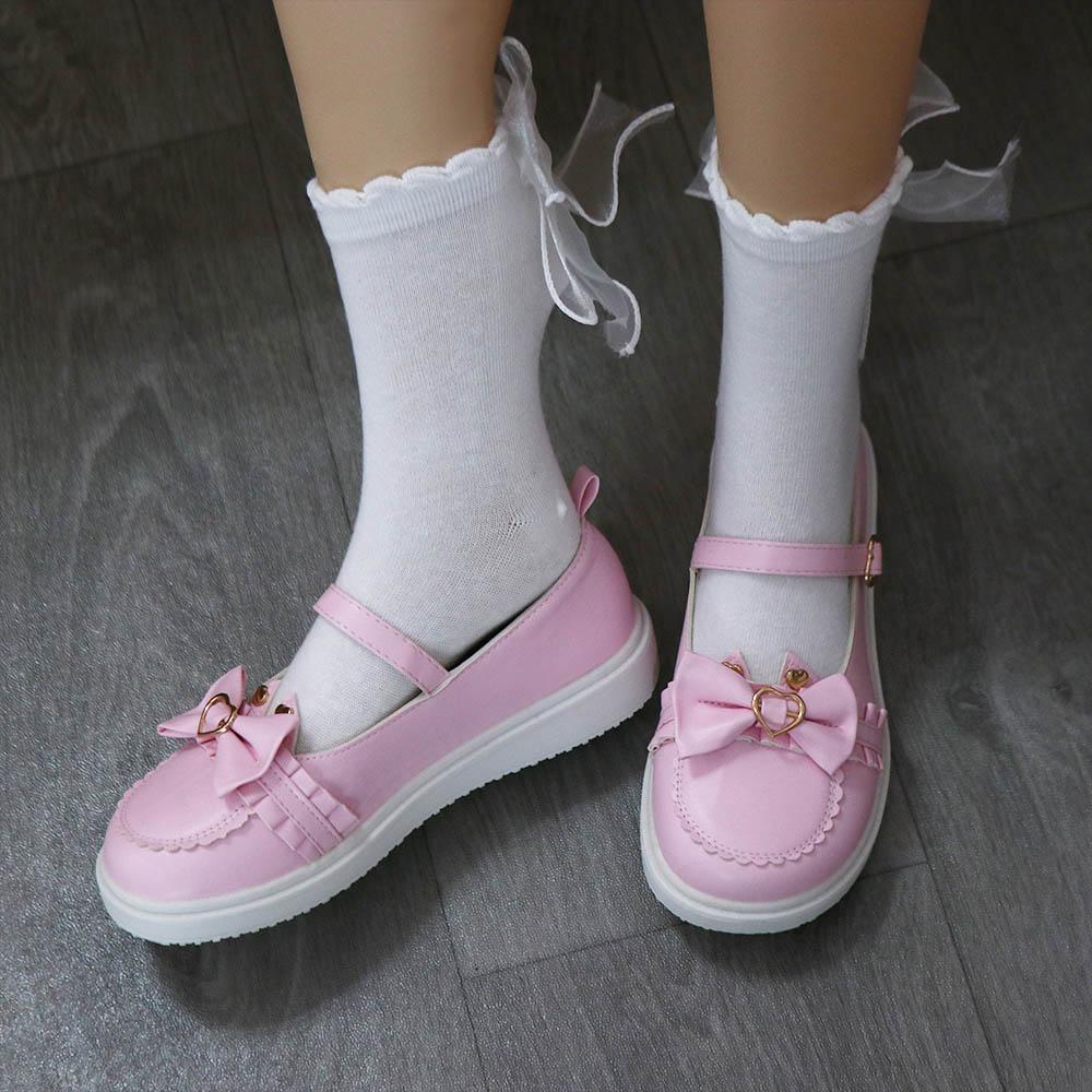 

Cute Sweet Ruffles Pure Color Girls Women Lolita Socks Bow Socks Cotton Hosiery Lace