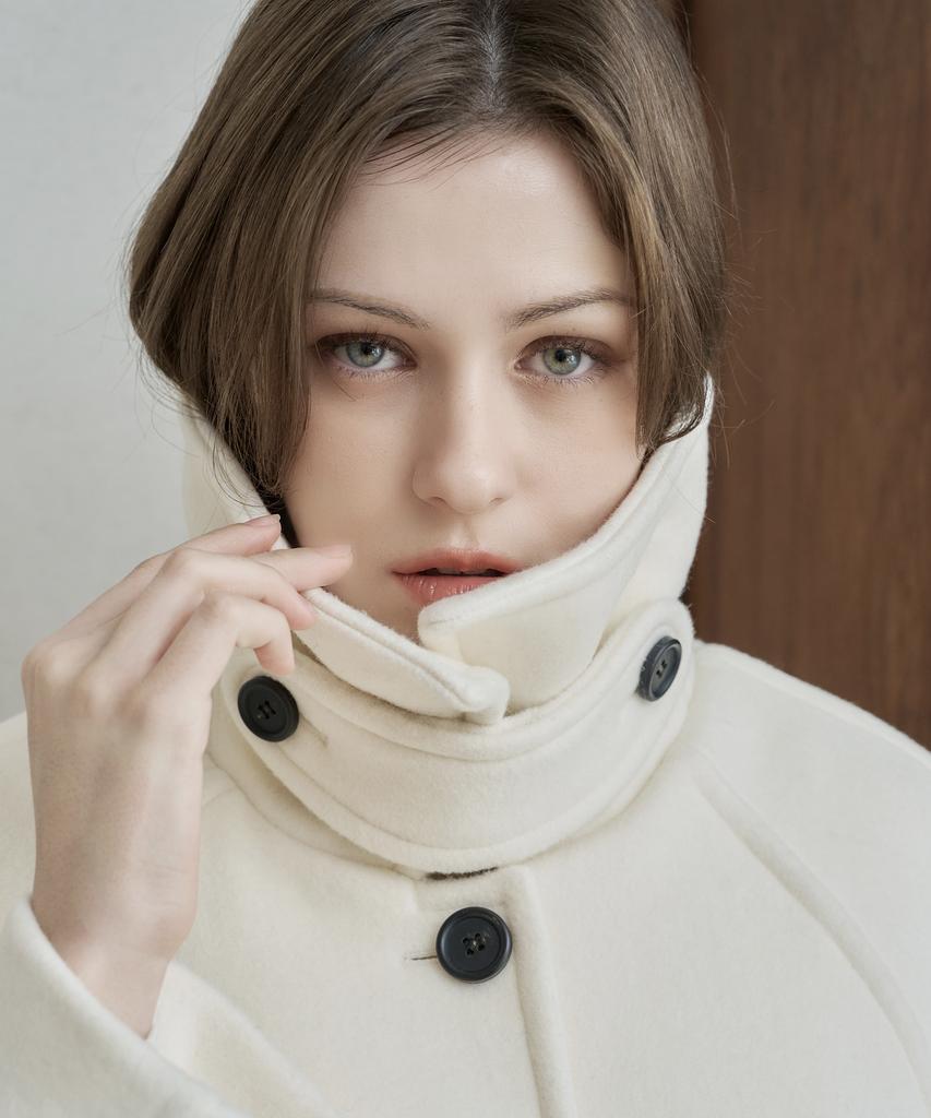 Armoiresecret Ivory Half Wool Coat