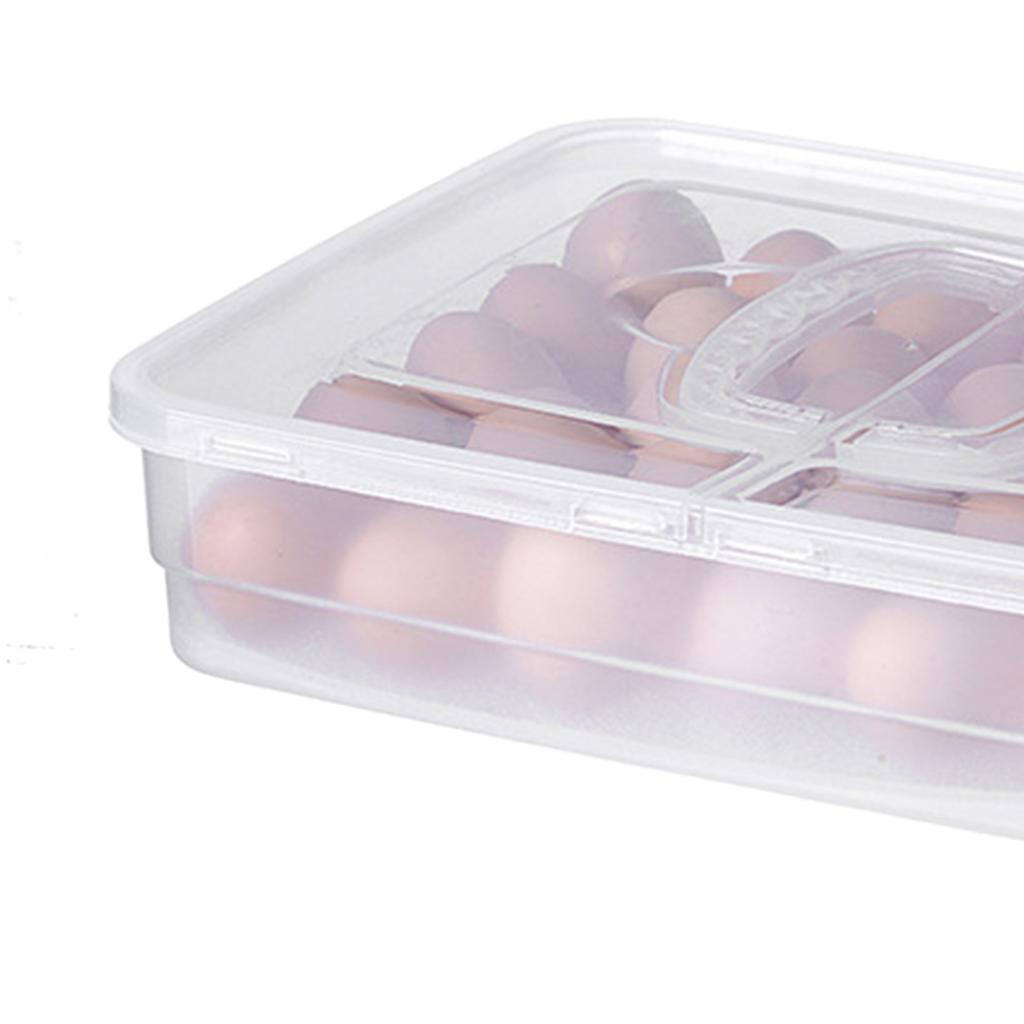 Portable Egg Storage Box 34 Grids Plastic Egg Storage Carrier with Handle for Kitchen Refrigerator