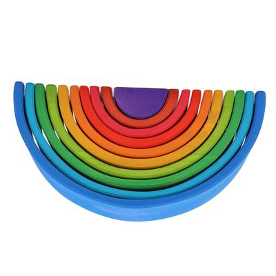 Wooden Stacking Building Toy Stacker Blocks Semicircle Nesting Puzzle for Toddlers Kids Early Education