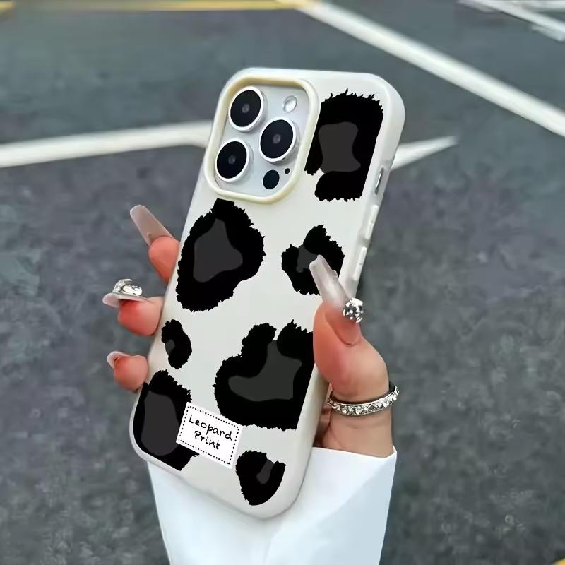 Simple Black Leopard Print Jelly Color Phone Case For iPhone 17 AIR 16 15 14 13 12 11 PRO MAX PLUS Y2K Shockproof Silicone Cover