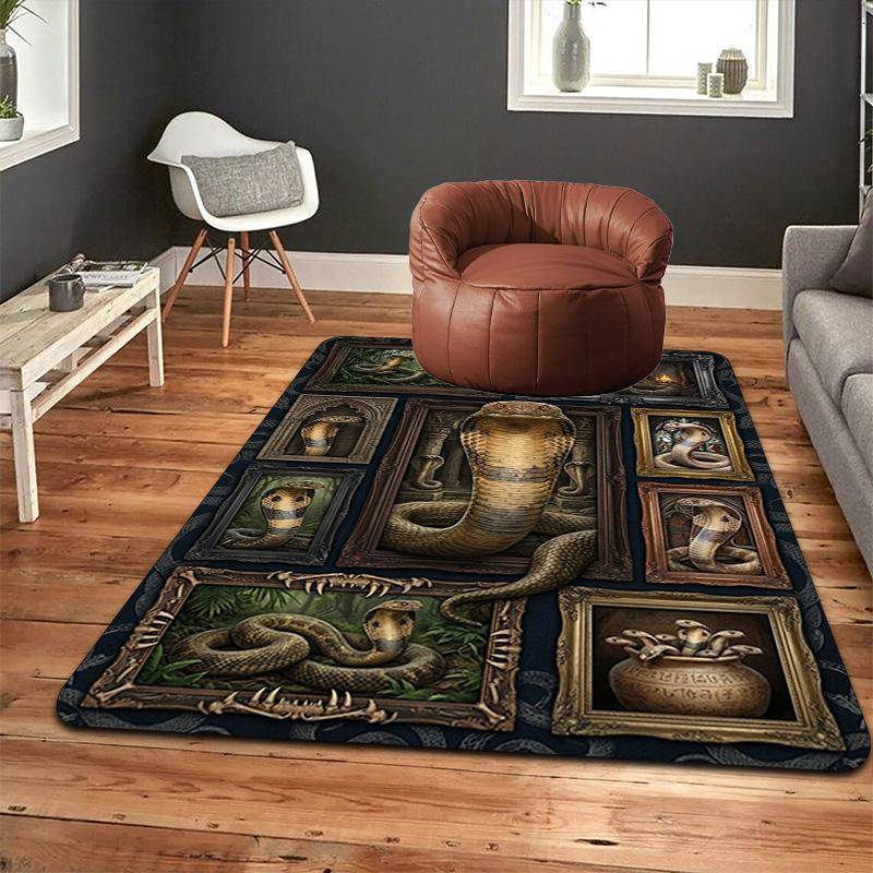 Snakes Ornate Frames Pattern Rug Floor Mat for Living Room or Bedroom Soft and Comfortable Carpet a Gift for Birthday and Holiday.