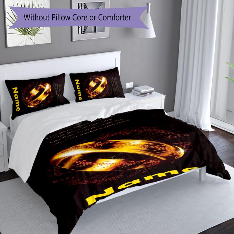 3pcs Custom Name The Fellowship of the Ring Bedding Set,Includes 1 Duvet Cover and 2 Pillowcases,All-season Bedroom Decor