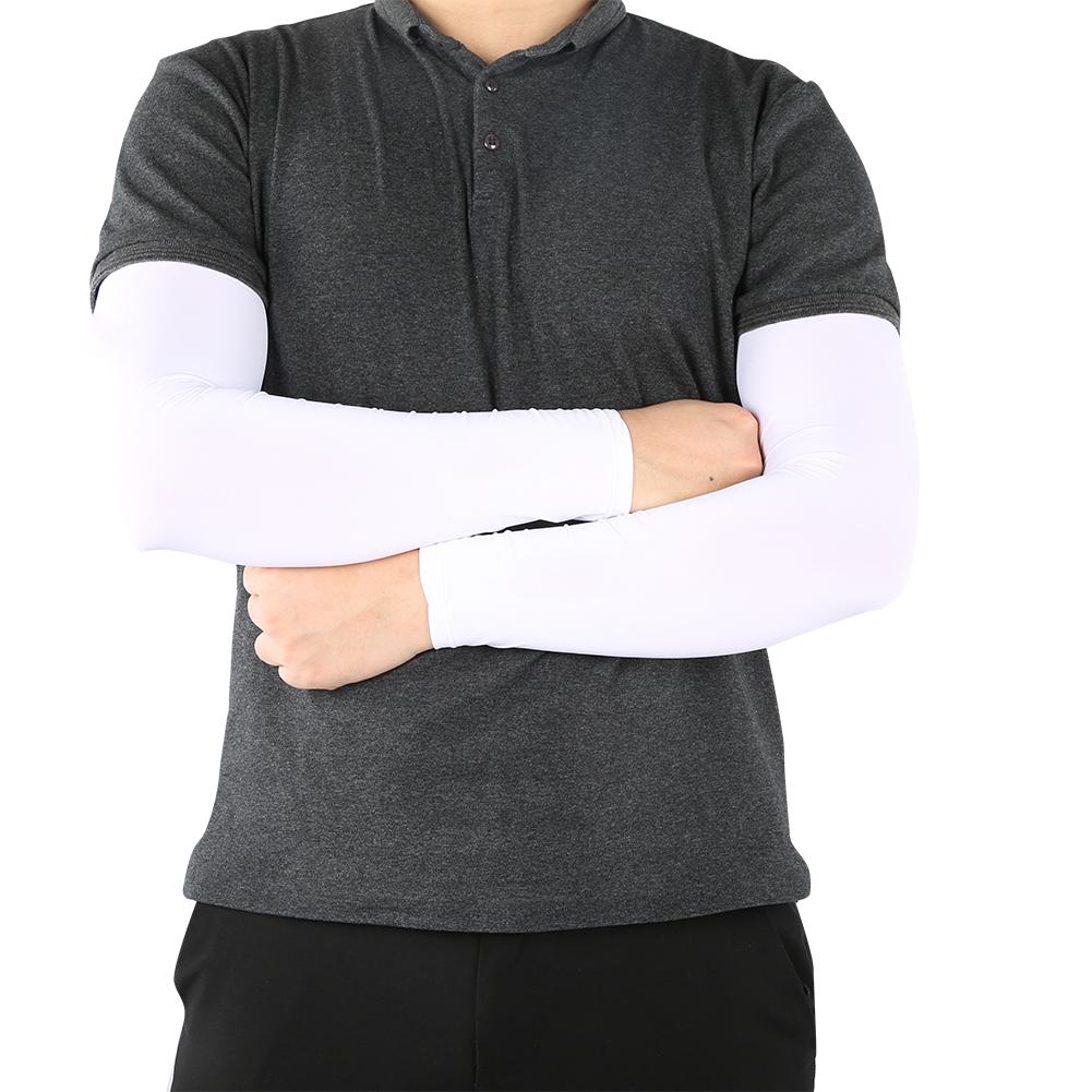 Pair UV Protection Sleeve Sun Cuff Breathable Summer Outdoor Arm Cooling Man Woman DrivingWhite Upgrade XL