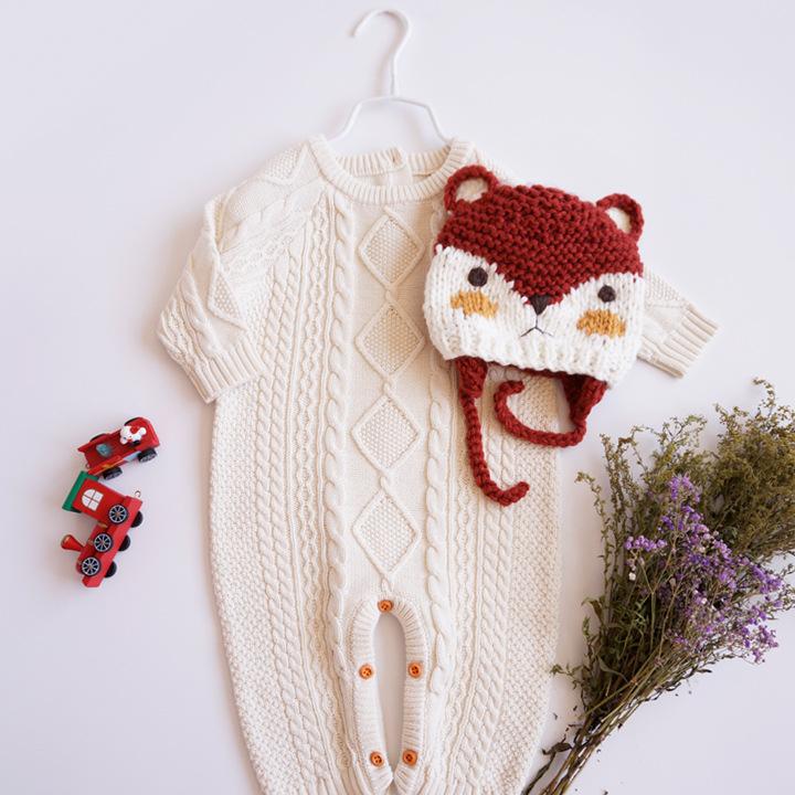 Noile haine tricotate din bumbac de toamnă și iarnă, body pentru bebeluși, pulovere pentru bebeluși, răsuciri mari de aluat prăjit, haine tricotate pentru alpinism