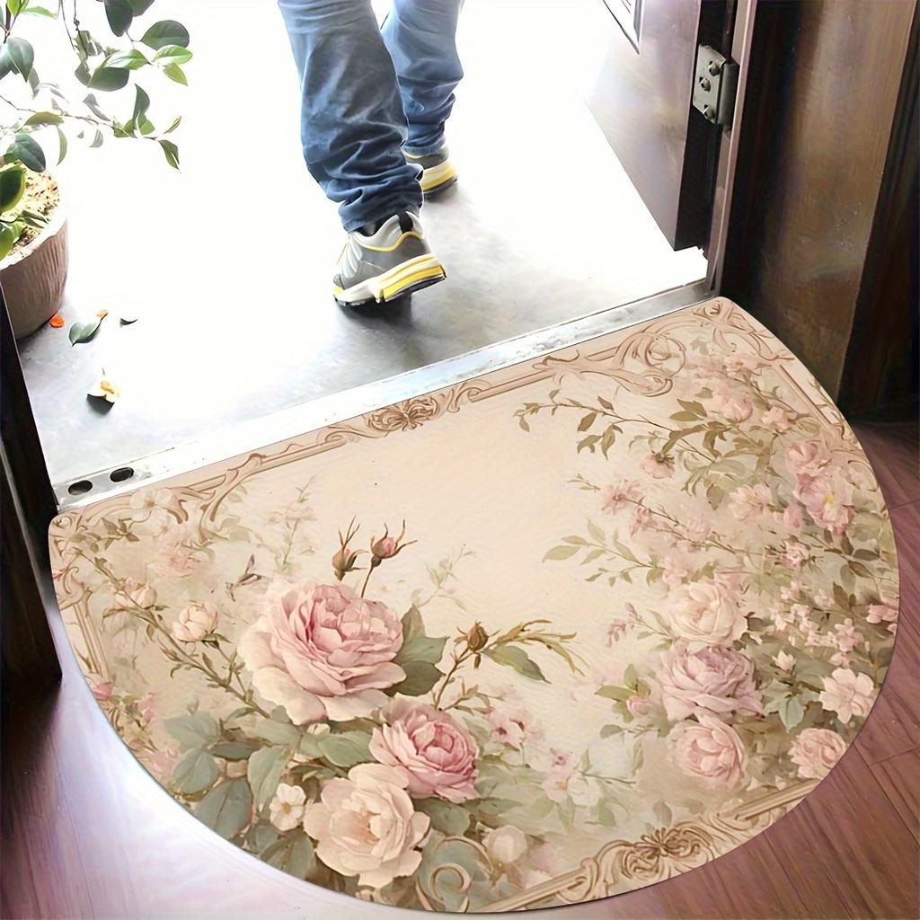 1 szt. Złoty Welurowy Print z Diamentami Półokrągła Mata Powitalna Antypoślizgowa na Zewnątrz Taras Ganek Kuchnia Łazienka Wejście Mata Podłogowa