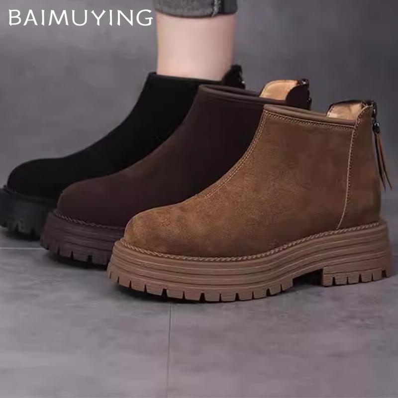 Γυναικείες Μποτάκια Αστραγάλου με Πλατφόρμα από Σουέτ, Ψηλά Τακούνια, Μόδα Παπούτσια Γυναίκα 2025 Τάση, Χειμώνας Νέα, Άνετα για Περίπατο, Αθλητικά Casual, Χιονιού Μπότες Γυναικείες