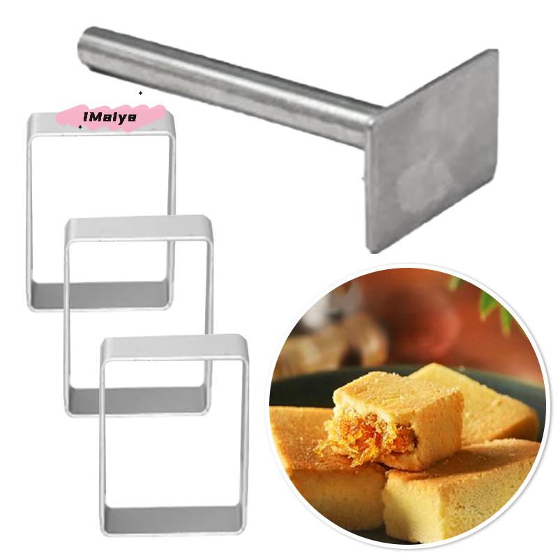 1/3/5Pcs Stainless Steel Appl-e Cake Pie Biscuit Cutter Mold Rectangle Shape with Pusher Cake Decorating Tools Pulburon Molder