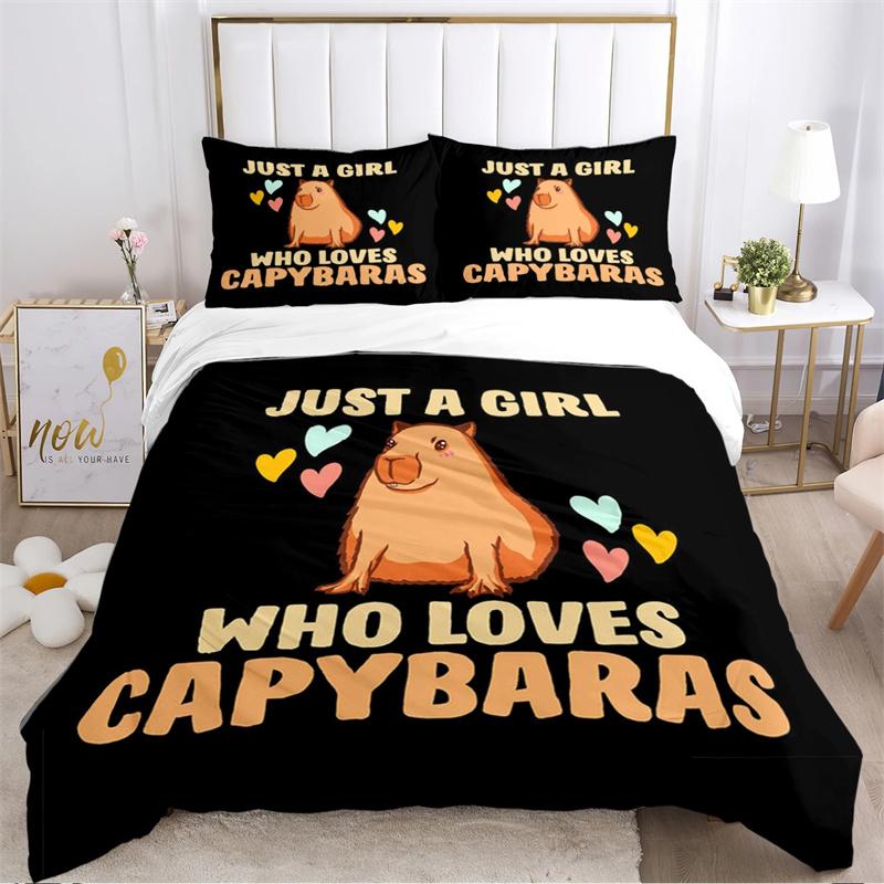 Милый аниме-капибара Kawai всесезонный комплект постельного белья с наволочкой для дома Twin Full Queen King детский подарок