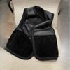Höst Vinter Mode Svart Dubbelsidig Väst Dam Vintage Ficka Lammjacka Läder Linne Jacka Mångsidig