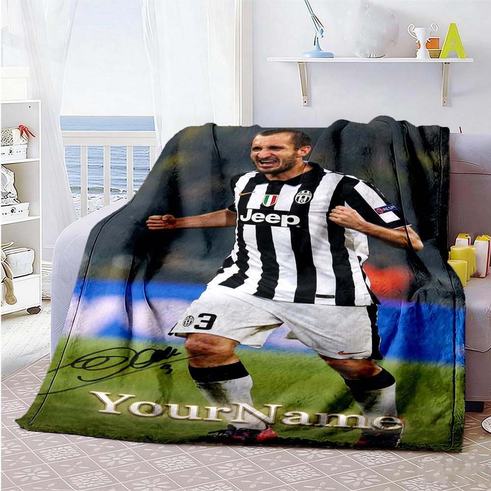 Juventus Customize Text Blanket Gift Personalized Blanket Warmthful Decor Perfect for Couch Office Seaside Sofa All-Season Use