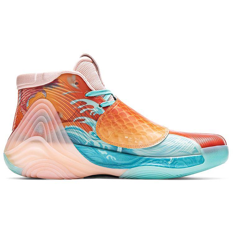 Anta KT6 Koi Fish Basketball Shoes Comfortable Shock Absorption High Top Men sneaker Orange Blue 112041101-9