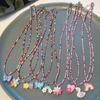 Fashionable Sweet Beads Necklace Short Choker Y2K Colorful Jewelry Pendant Necklace Rice Beads Material for Women Girls
