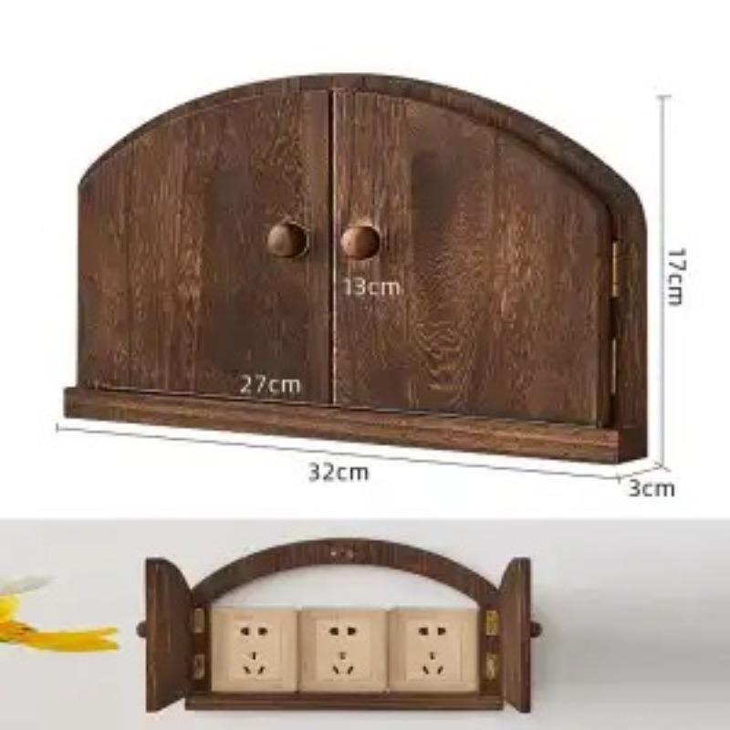 

Solid Wood Switch Covers Double Door Switch Protective Cover Creative Socket Dust Covers Retro Living Room Wall Decoration