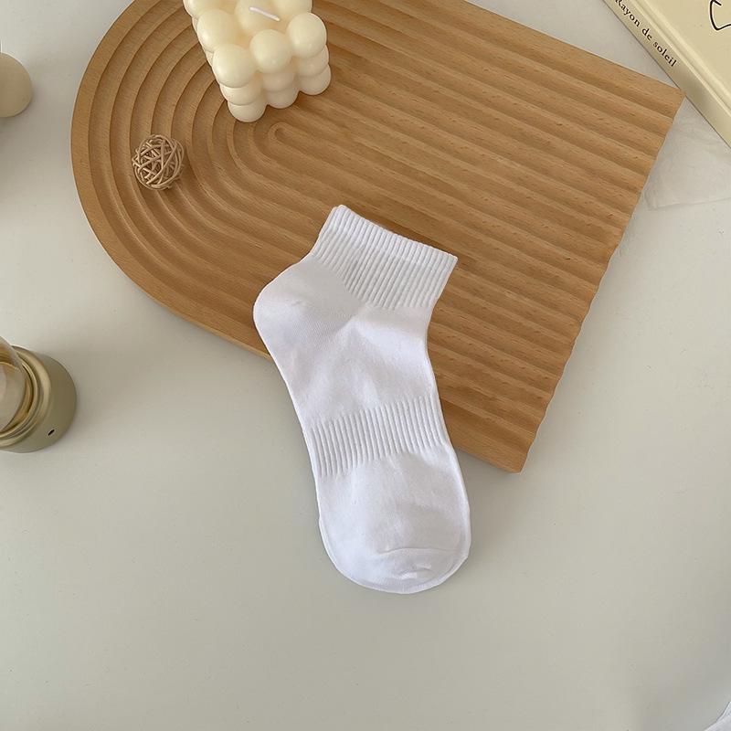 Women's Classic Black & White Non-Slip Cotton Mid-Calf Socks - Breathable & Elastic