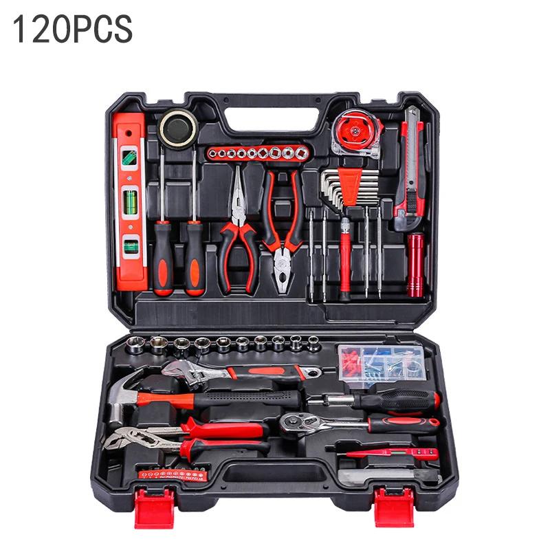 19/43/120 Piece Hand Tool Kit Set with Toolbox MultiFunctional Household DIY Tool Set with Screwdriver Hammer Wrench Pliers Tape