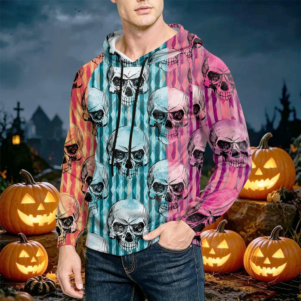 Men's Loose Fit Casual Printed Hoodie with Pocket and Adjustable for Everyday Wear