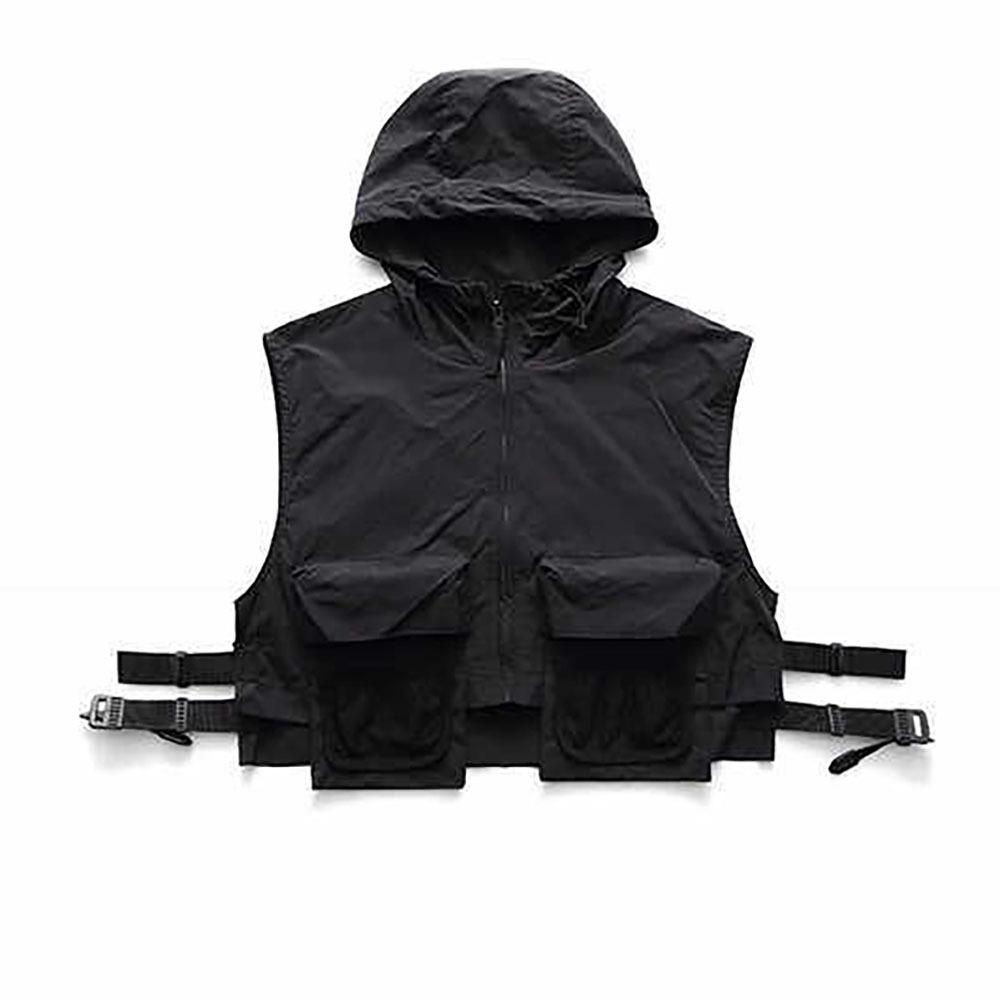 

Functional Tactical Vest Men s and Women s Pockets Tooling Fishing Hooded Vest Mountain Outdoor Vest чёрный