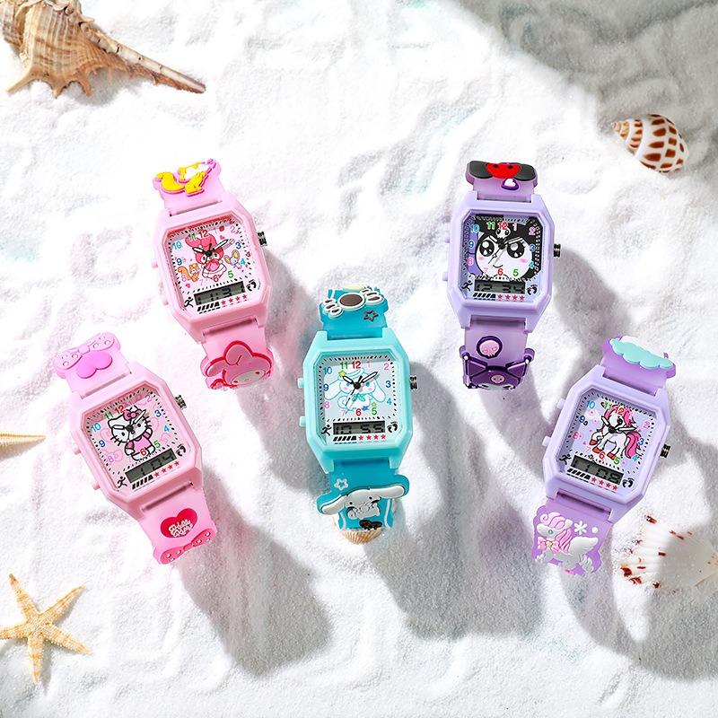 Dual Movement Display Frequency Silicone Cartoon Watch Student Party Girl Quartz Children's Watch Luminous Luminous Decoration