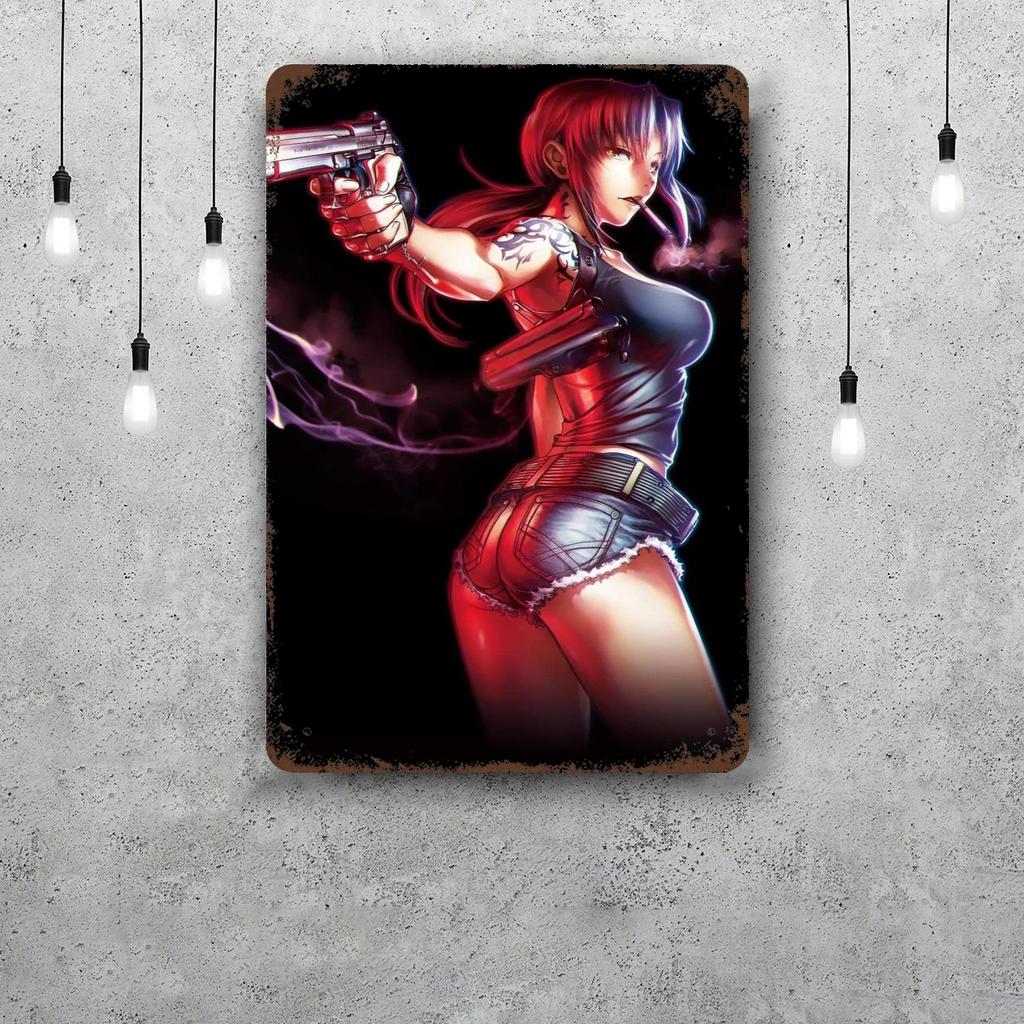 black lagoon 3 cartoon Decor Vintage Metal Signs Tin Signs Captain Poster Decor for Bar Pub Club Man Cave Wall Decoration