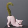 Ceramic Cat Tail Column Flower Pot Handicraft Creative Succulent Flowerpot Funny Cartoon Animal Figurines Sculpture Outdoor