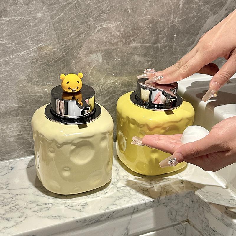 Creative Bubbling Bottle Hand Sanitizer Bottle Shampoo Shower Gel Bottles Bathroom Soap Dispenser Cheese Ceramic Lotion Bottles