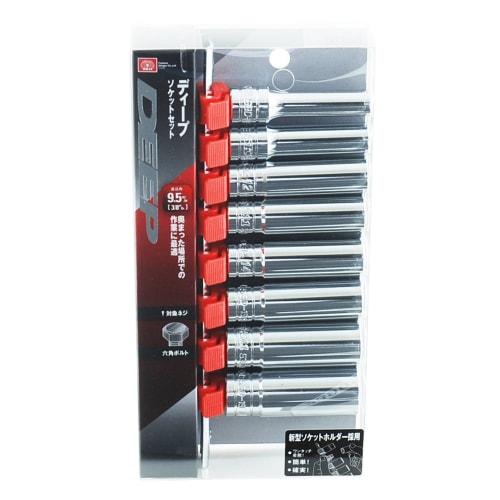 SK11 (SK11) Deep Socket Set SHS308D Clip Color: Red Drive Angle: 9.5mm 8 Pieces 1 Set