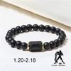 Elastic Couples Bracelets With 12 Constellation Elements - Black Matte Black Agate Beads Stylish & Meaningful Jewelry For Lovers