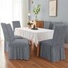 1 Stück Seersucker Stuhlhussen mit Volant Stretch Hochzeit Stuhlhussen Esszimmer Universalgröße Sitzbezüge für Bankett Party