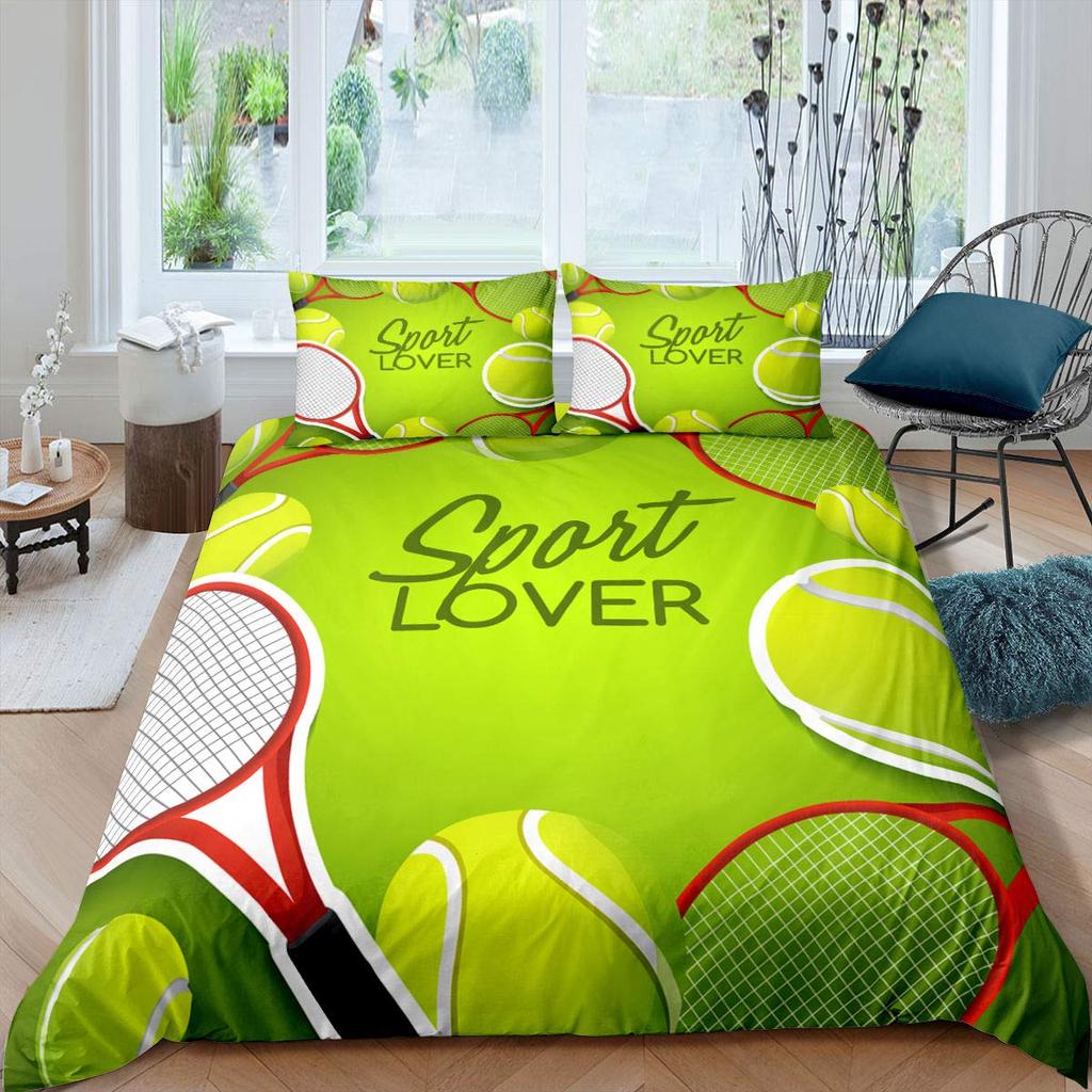 Tennis Ball Duvet Cover Set Sports Game Themed Bedding Set Twin Size For Boys Teens Adult Tennis Racket Ball Comforter Cover